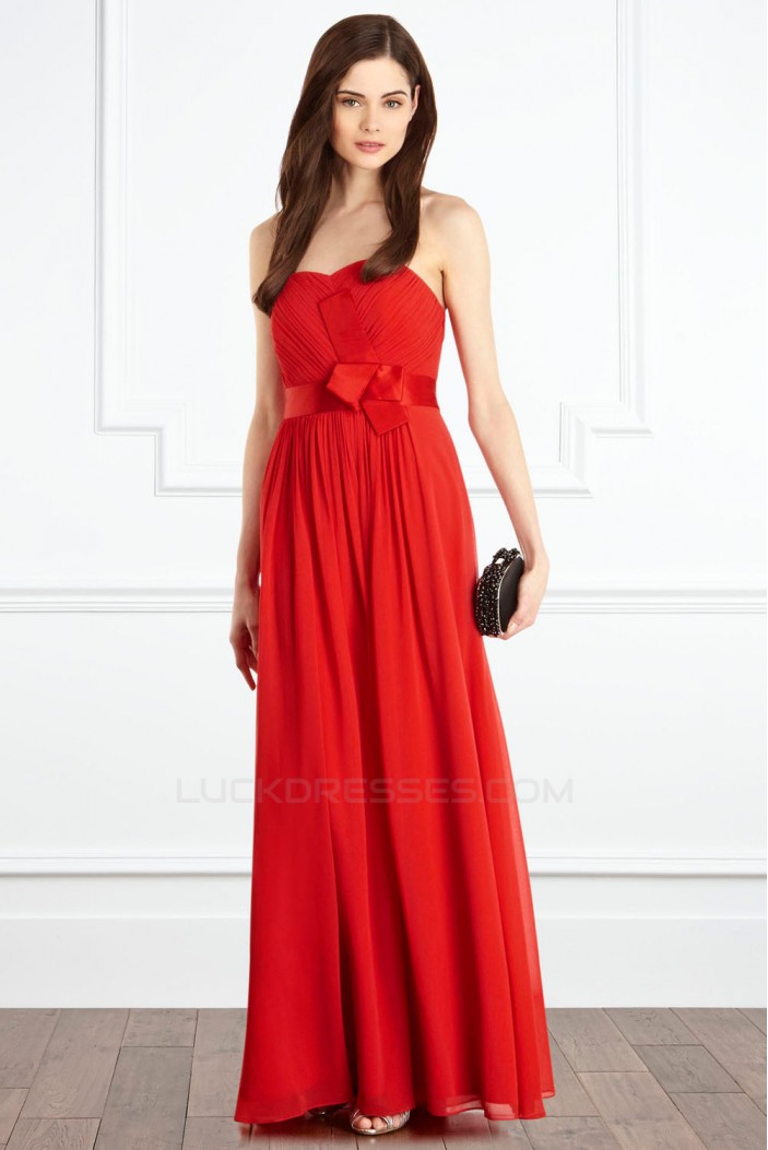 Sheath/Column Red Long Chiffon Prom Evening Party Bridesmaid Dresses 02020966