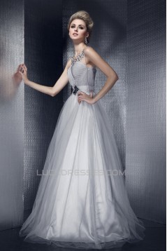Beaded Long Tulle Prom Evening Party Dresses 02020968