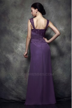 Sheath/Column Straps Sleeveless Long Chiffon Prom Evening Party Dresses 02020969