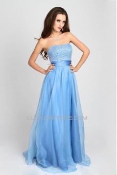 A-Line Strapless Beaded Long Prom Evening Party Dresses 02020983