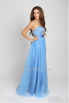 A-Line Strapless Beaded Long Prom Evening Party Dresses 02020983