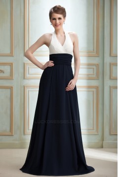 A-Line Halter Long Chiffon Prom Evening Party Bridesmaid Dresses 02020990