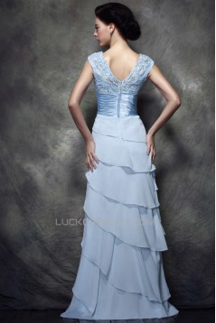 Sheath/Column V-Neck Long Chiffon Lace Prom Evening Party Dresses 02020992