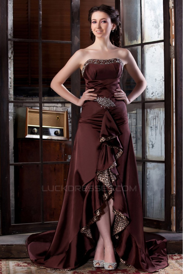 A-Line Strapless Long Chiffon Prom Evening Party Dresses 02020994