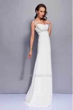 A-Line Beaded Straps Long Chiffon Prom Evening Party Dresses 02020999