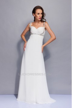 A-Line Beaded Straps Long Chiffon Prom Evening Party Dresses 02020999