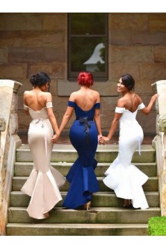 Sexy Trumpet/Mermaid Off-the-Shoulder Bridesmaid Prom Evening Formal Dresses 3020017