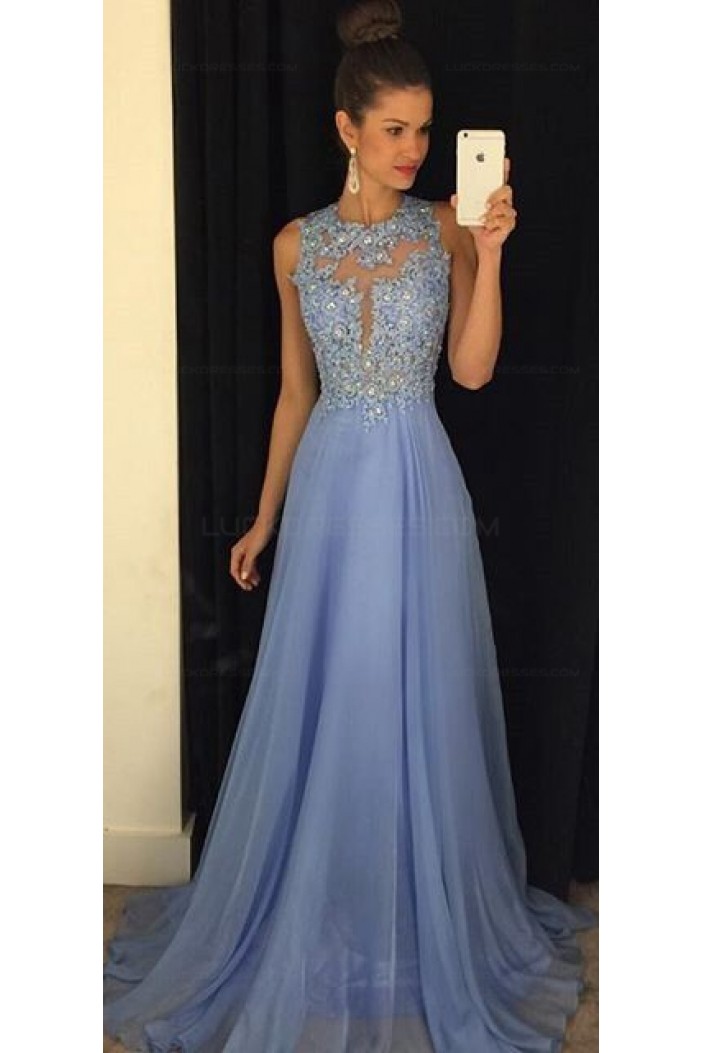 Beaded Chiffon Lace Long Prom Evening Formal Dresses 3020034