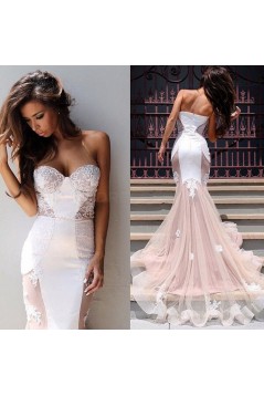 Trumpet/Mermaid Sweetheart Lace Long Prom Evening Formal Dresses 3020035