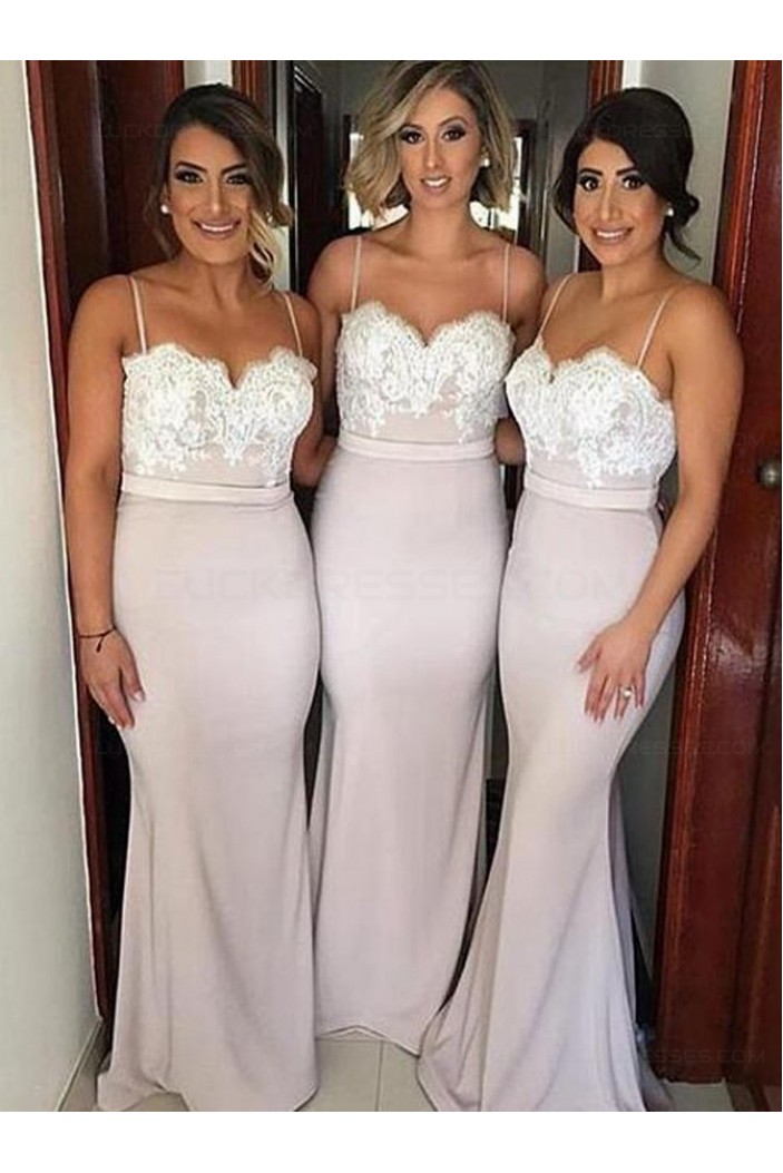 Trumpet/Mermaid Spaghetti Straps Lace Long Prom Evening Formal Bridesmaid Dresses 3020079