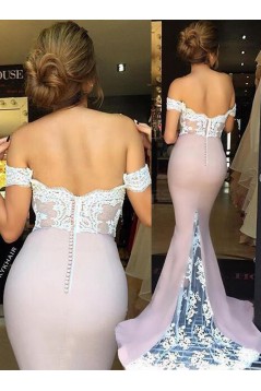 Trumpet/Mermaid Off-the-Shoulder Lace Long Prom Evening Formal Bridesmaid Dresses 3020081