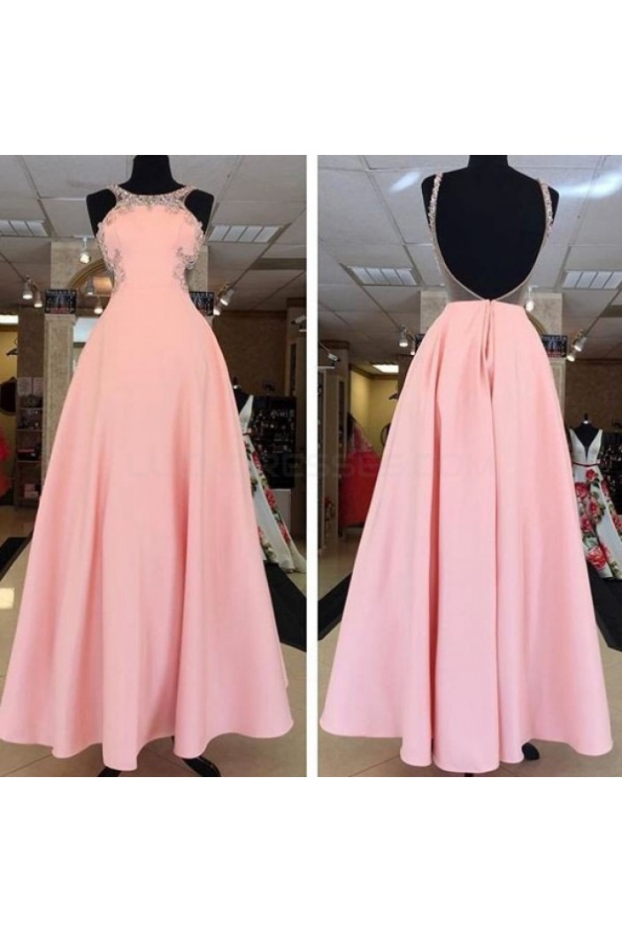 A-Line Long Pink Prom Formal Evening Party Dresses 3021064