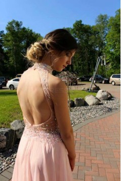 Beaded Long Pink Prom Formal Evening Party Dresses 3021145