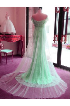 Mermaid Off-the-Shoulder Mint Green Lace Tulle Prom Formal Evening Party Dresses 3021174