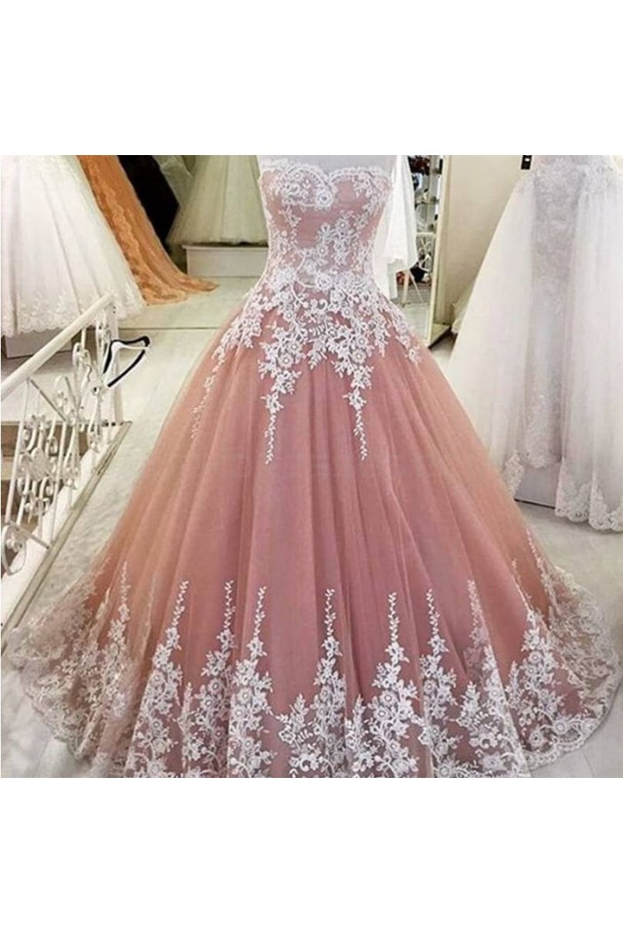 Ball Gown Lace Appliques Long Prom Formal Evening Party Dresses 3021190