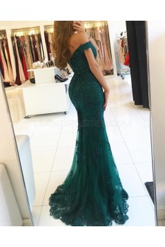 Mermaid Off-the-Shoulder Beaded Lace Appliques Long Prom Formal Evening Party Dresses 3021243
