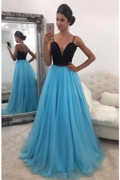 Beaded Spaghetti Straps Long Prom Formal Evening Party Dresses 3021252