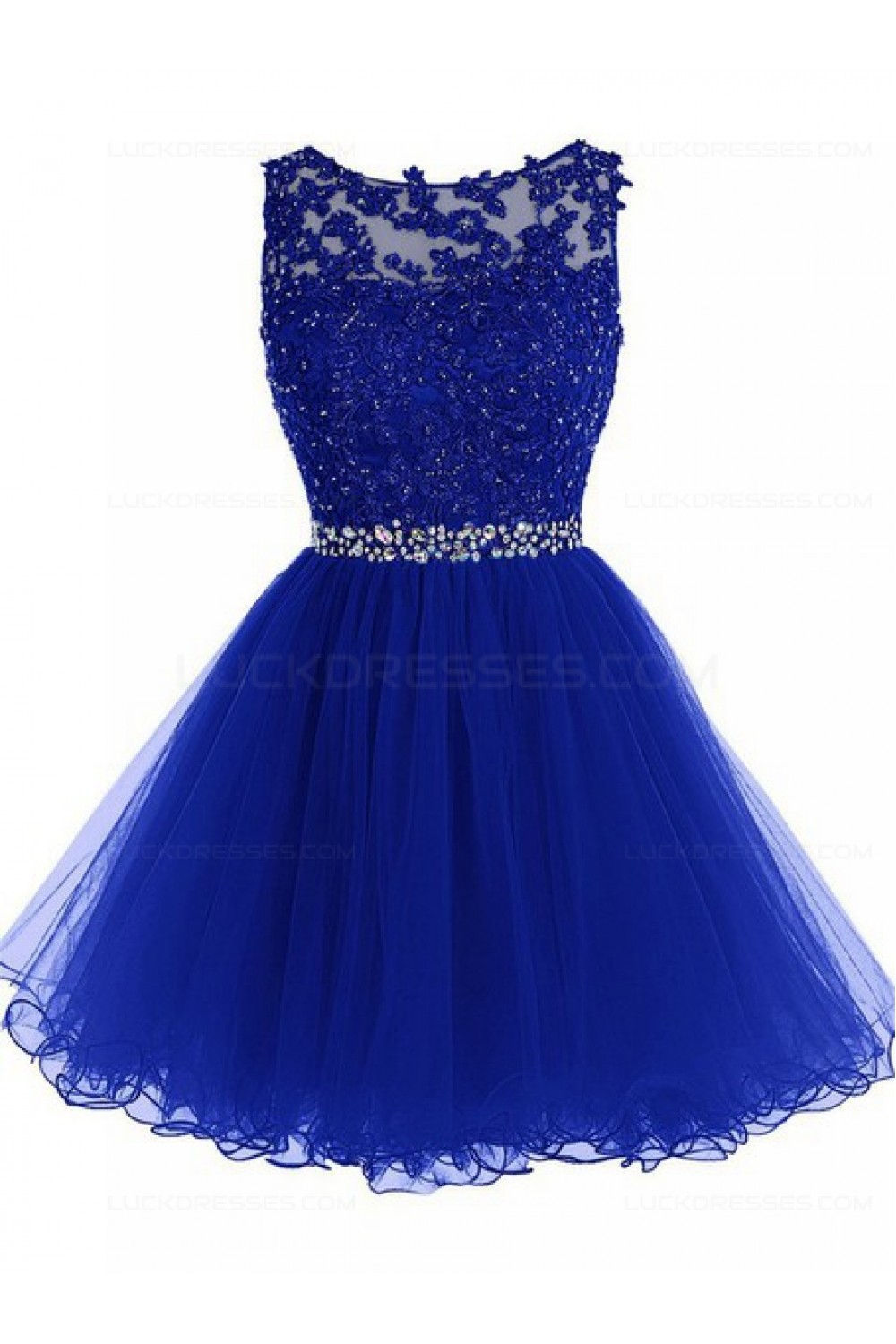 royal blue beaded prom dress