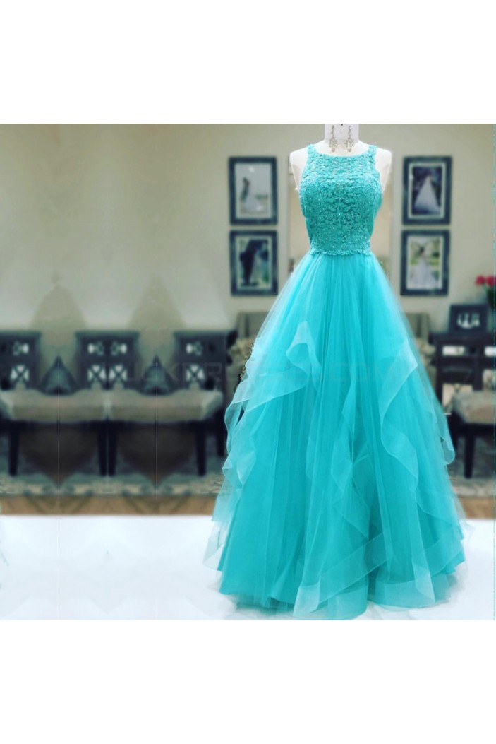 Long Lace Tulle Prom Formal Evening Party Dresses 3021302