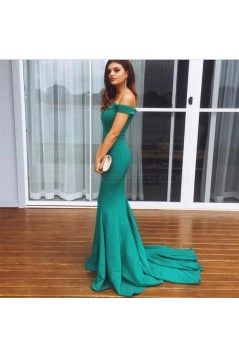 Long Green Mermaid Off-the-Shoulder Prom Formal Evening Party Dresses 3021310