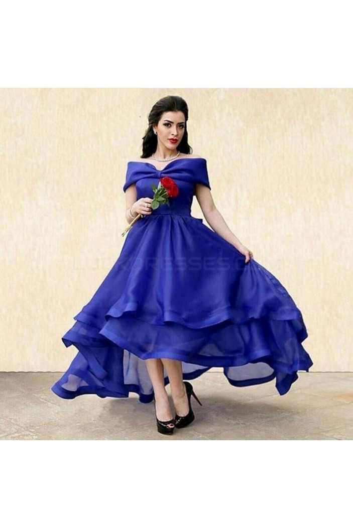 High Low Blue Off-the-Shoulder Prom Formal Evening Party Dresses 3021311