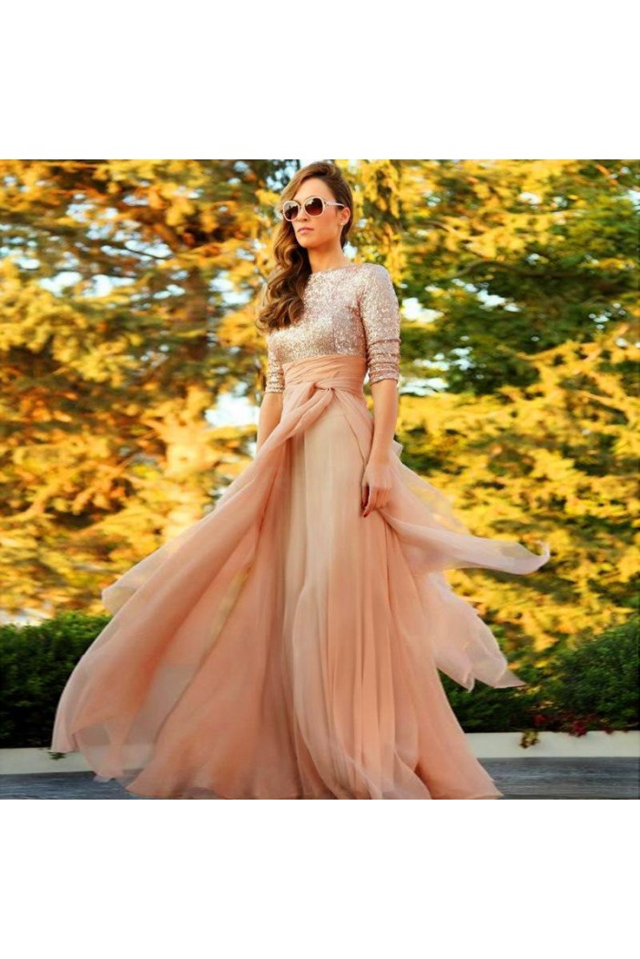 Elegant Chiffon and Sequins Long Prom Formal Evening Party Dresses 3021328