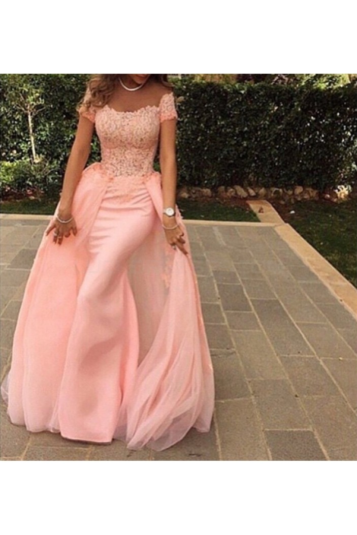 Long Pink Lace Prom Formal Evening Party Dresses 3021351