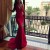 Long Red Mermaid V-Neck Lace Prom Formal Evening Party Dresses 3021360