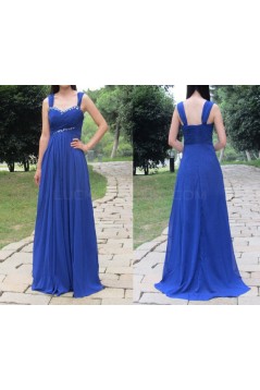 Long Royal Blue Beaded Chiffon Prom Formal Evening Party Dresses 3021399