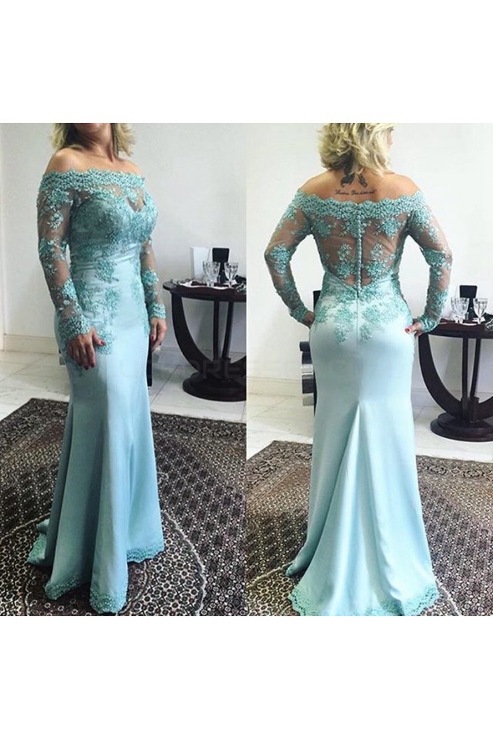 Mermaid Long Sleeves Off-the-Shoulder Lace Prom Formal Evening Party Dresses 3021401