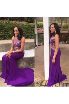 Long Purple Beaded Prom Formal Evening Party Dresses 3021402