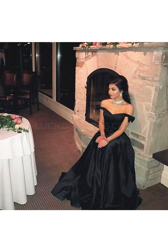 Long Black Off-the-Shoulder Prom Formal Evening Party Dresses 3021423