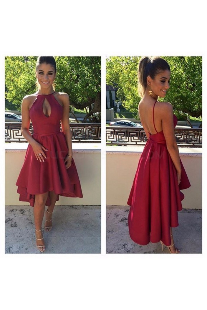 High Low Burgundy Prom Homecoming Cocktail Graduation Dresses 3021427