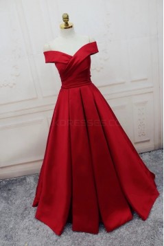 Long Red Off-the-Shoulder Prom Formal Evening Party Dresses 3021435