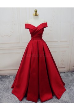 Long Red Off-the-Shoulder Prom Formal Evening Party Dresses 3021435