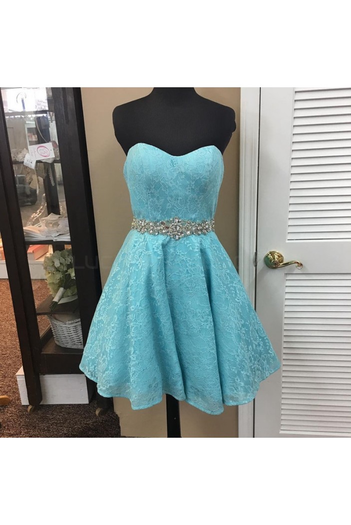 Short Blue Beaded Lace Prom Homecoming Cocktail Graduation Dresses 3021440