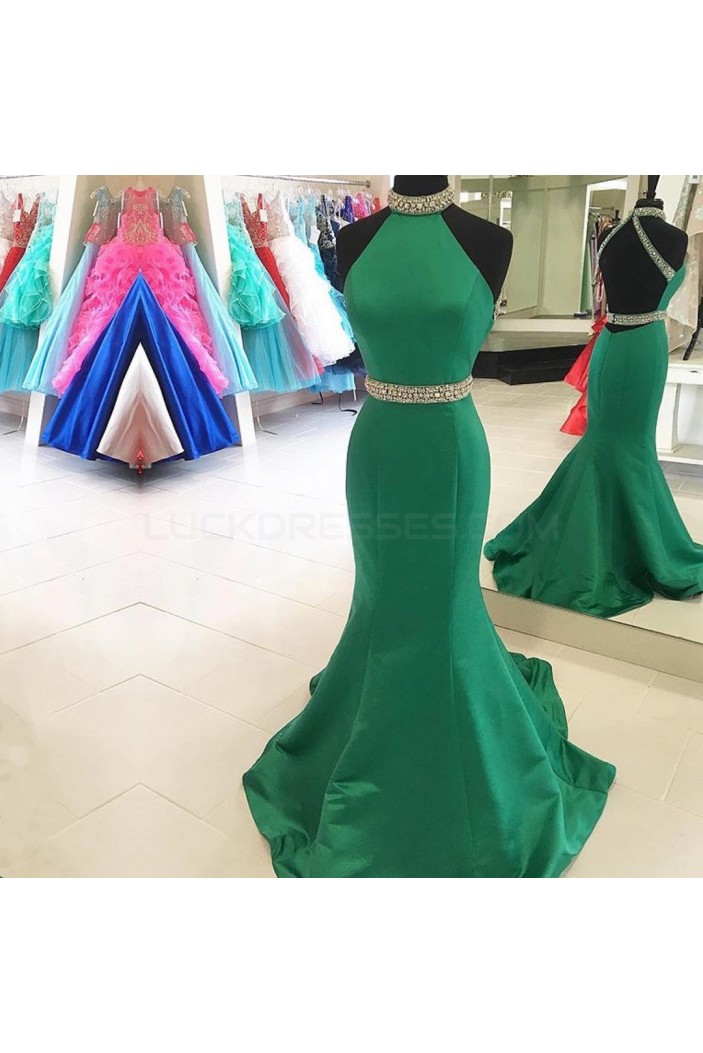 Long Green Beaded Mermaid Prom Formal Evening Party Dresses 3021442