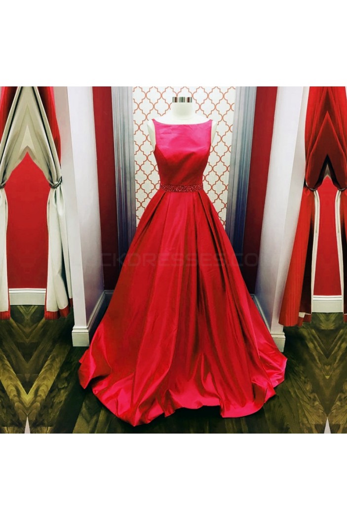 Long Red Beaded Prom Formal Evening Party Dresses 3021444