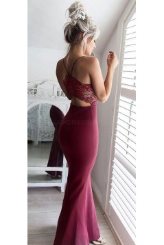 Mermaid Spaghetti Straps Lace Prom Formal Evening Party Dresses 3021453