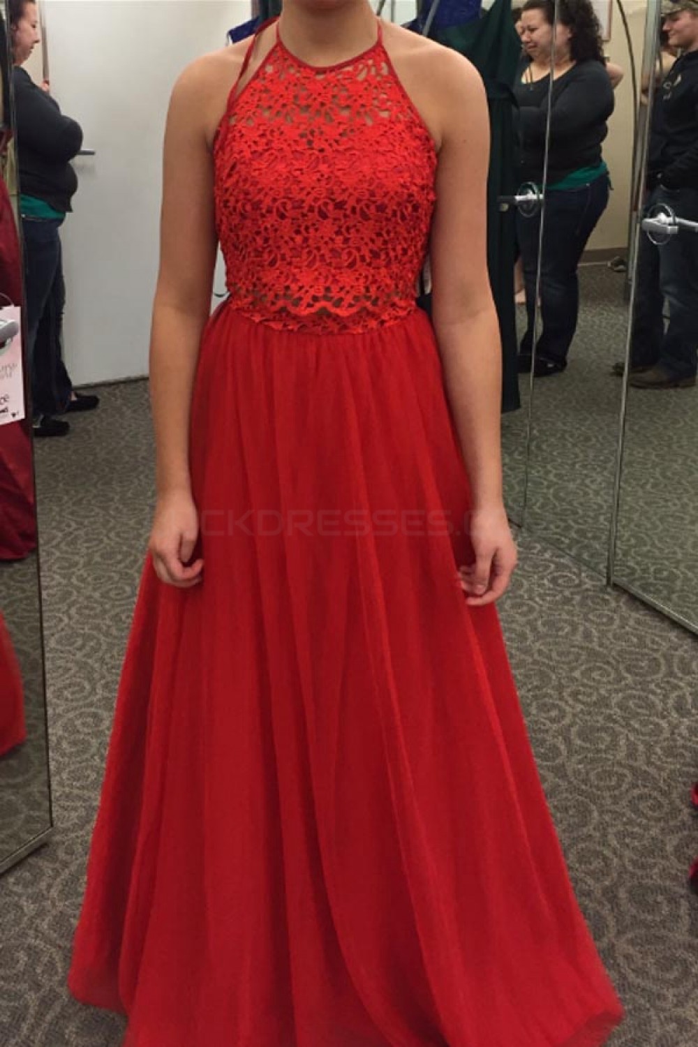 red halter dress formal