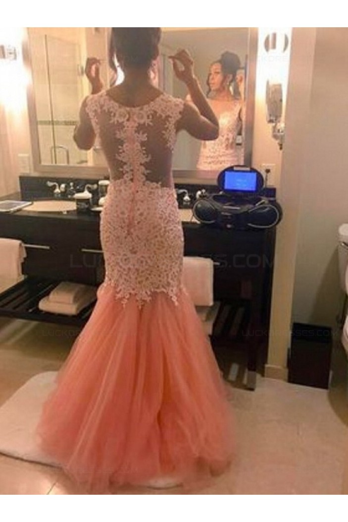 Mermaid Lace and Tulle Long Prom Evening Formal Dresses 3020150