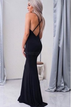 Sexy Long Black Mermaid Spaghetti Straps Prom Formal Evening Party Dresses 3021527