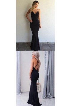 Sexy Long Black Mermaid Spaghetti Straps Prom Formal Evening Party Dresses 3021527