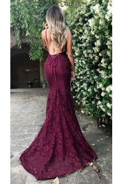 Mermaid V-Neck Lace Long Prom Dresses Evening Gowns 3021533
