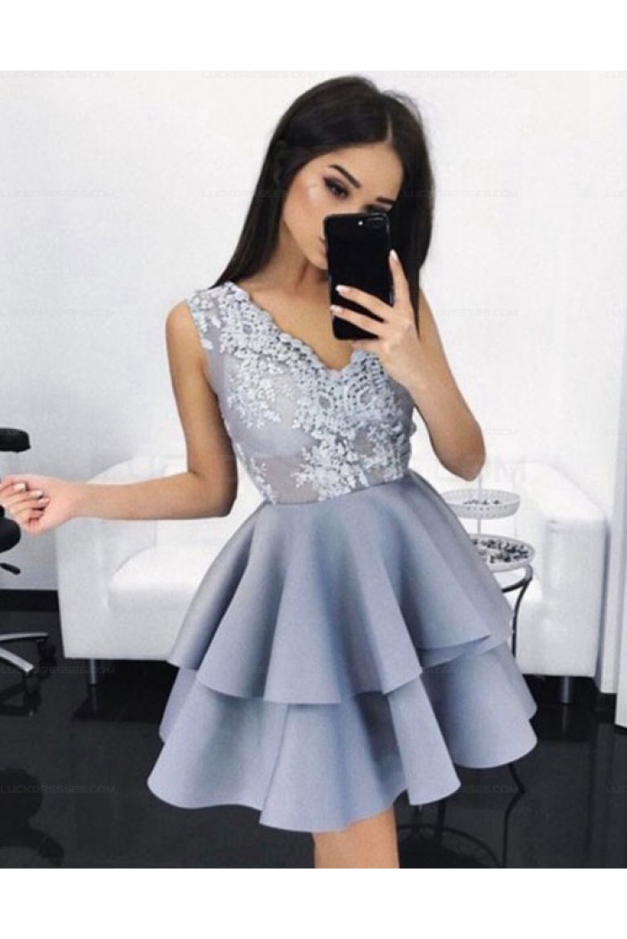 Short V-Neck Lace Homecoming Cocktail Prom Evening Dresses 3021573