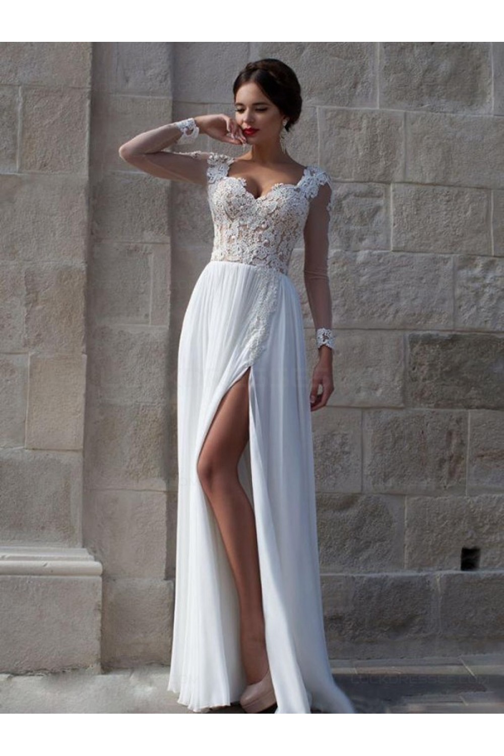 white see through prom dress