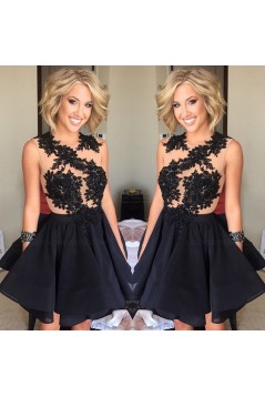 Black Lace Appliques Short Homecoming Cocktail Prom Evening Dresses 3020166