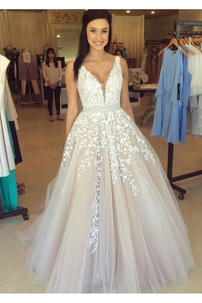 A-Line Straps Sleeveless Long Prom Evening Formal Dresses 3020190