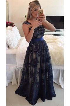 Elegant Beaded Lace Appliques Long Prom Dresses Evening Gowns 3020217