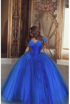 Ball Gown Off-the-Shoulder Blue Prom Dresses Evening Gowns 3020224